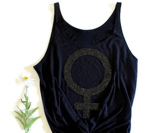Sequin Feminist Shirt. Woman Venus Symbol Tank Top. Equal Rights Shirt. Yoga Tank. Girl Power Tank. She Persisted. Goddess Tank. Boho Tank