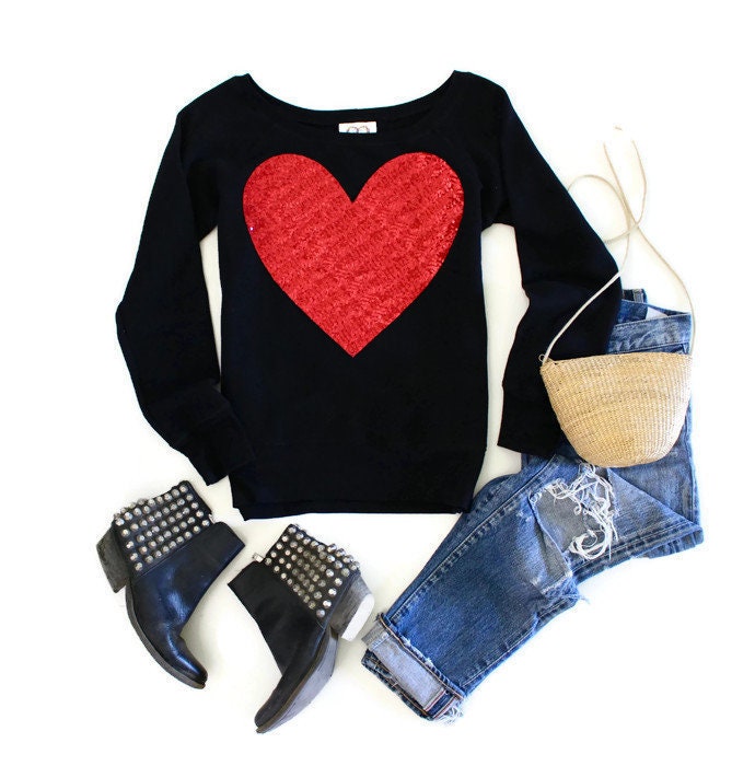 sequin heart sweater