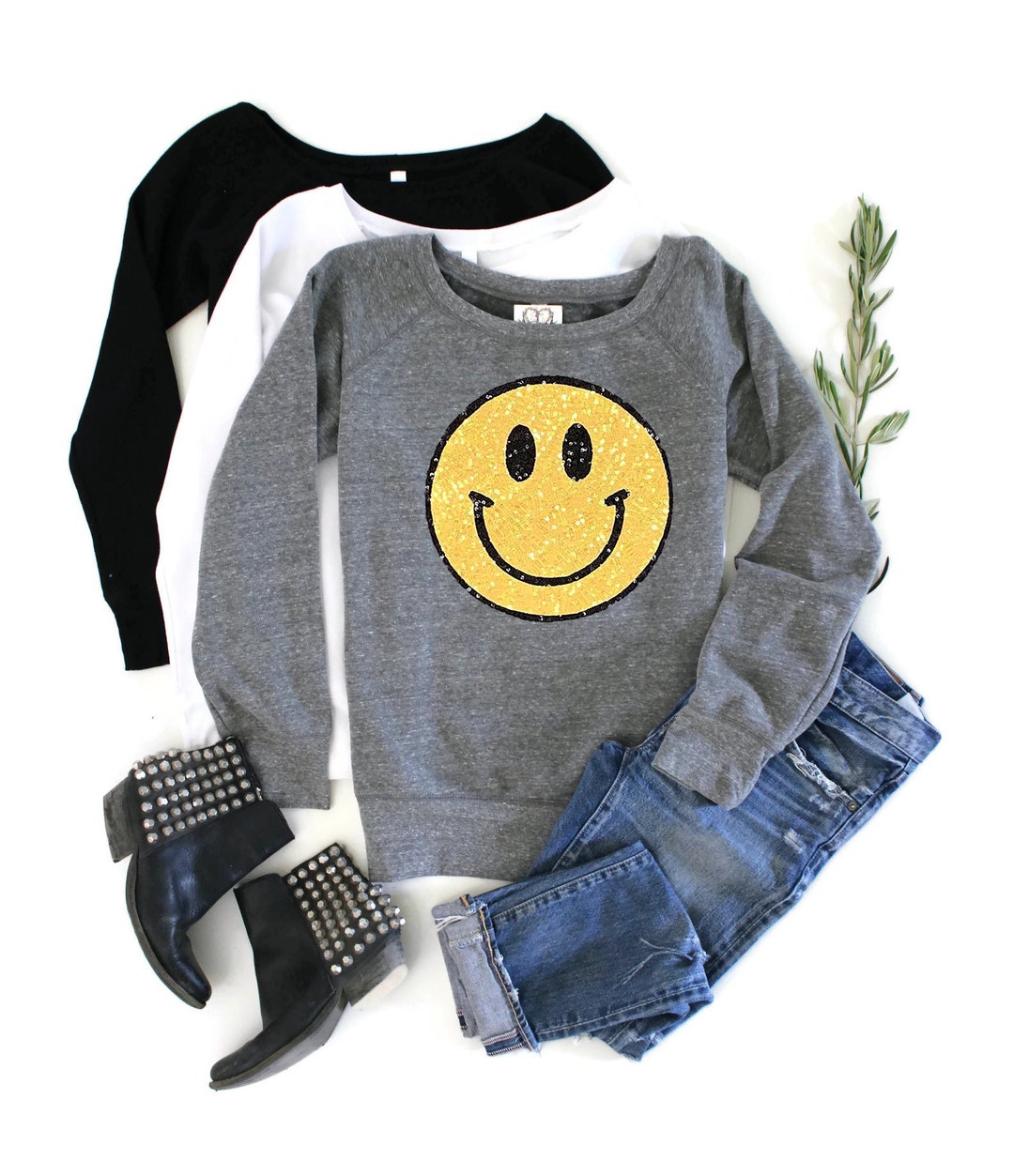 Smile Shirt. Sequin Smile. Gifts for Her. 90s Loungewear