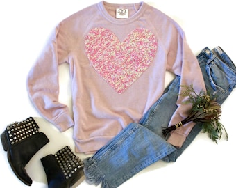 Heart Sweater. Valentine Shirt Women. Sequin Heart Patch. Bride to Be. Pink Sweatshirt. Valentines Day Gift Her Wife. Love Shirt. Girlfriend