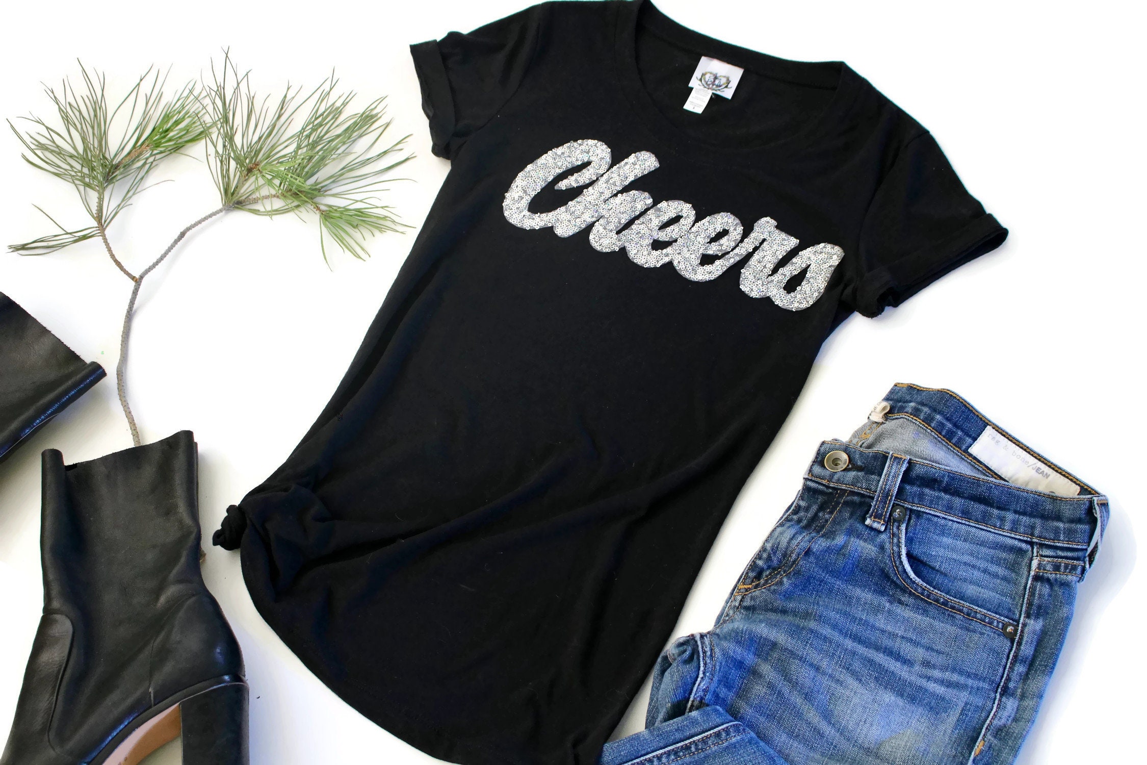 Christmas Shirts / Sequin Top / Cheers 