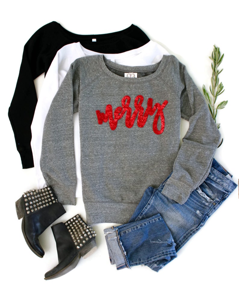 Sequin Patch Christmas Element Sweatshirt