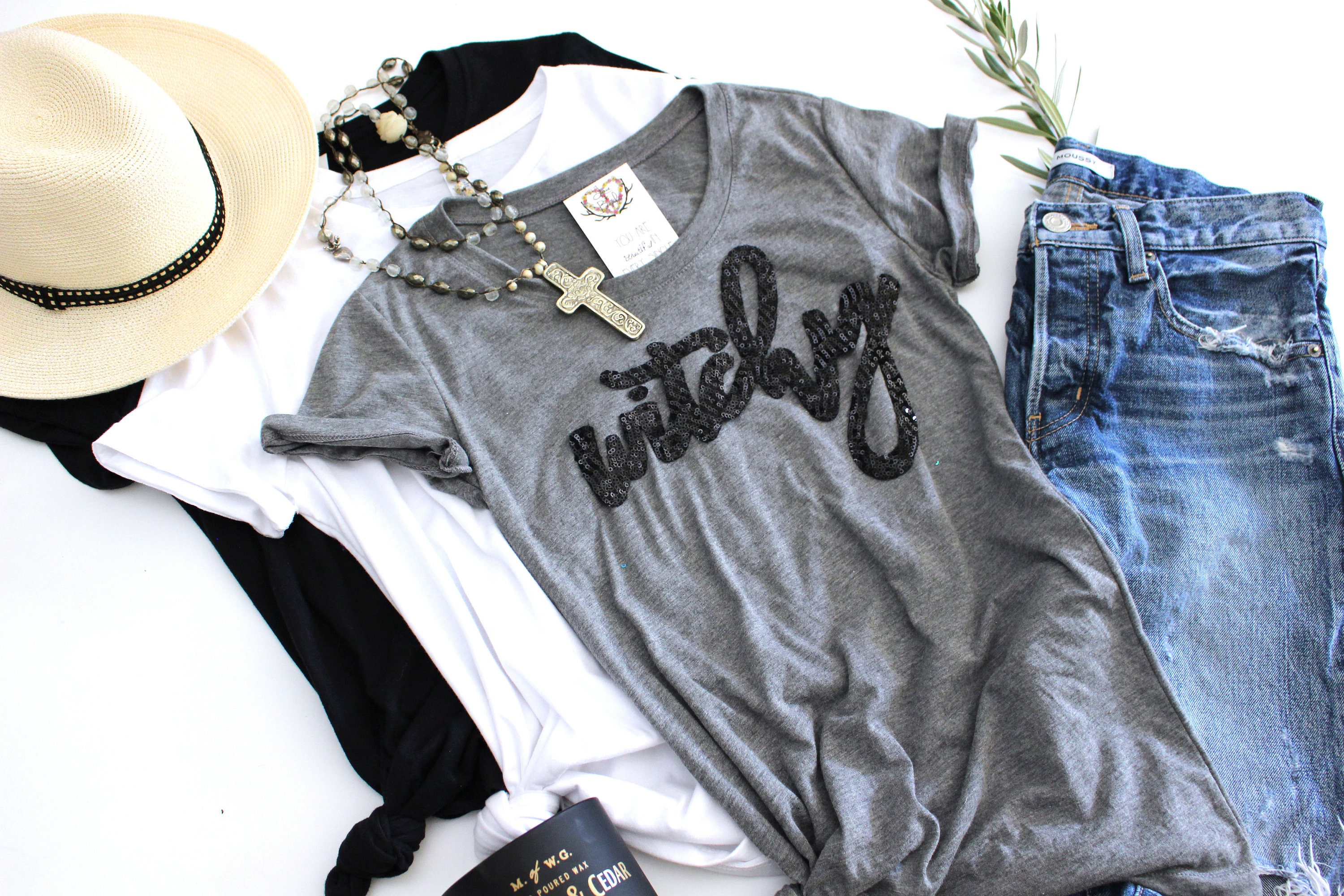 Halloween Shirt / Sequin Top / Witchy 