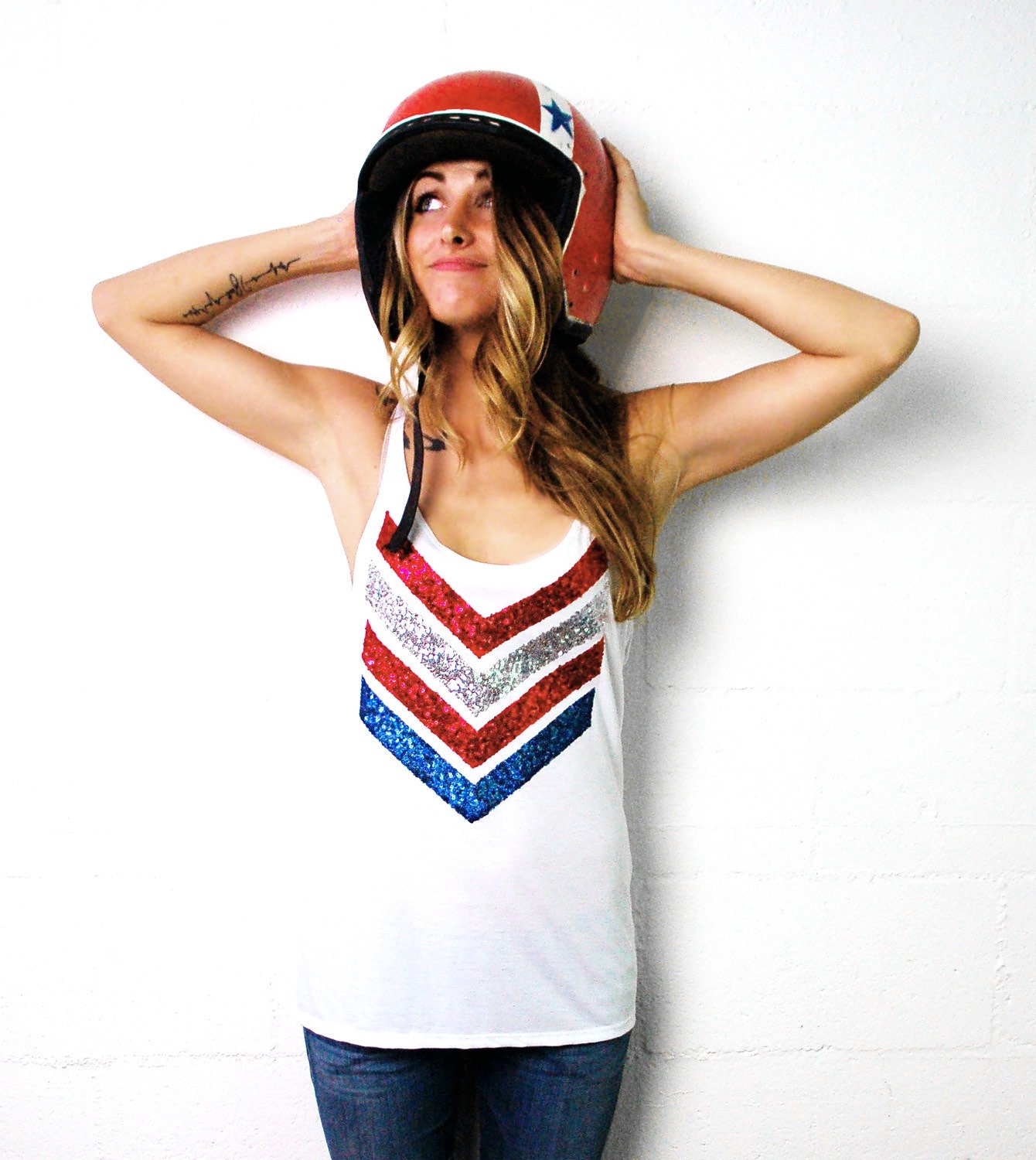 SEQUIN July 4th Tank. Sequin 4th of July Shirt. Patriotic Tank