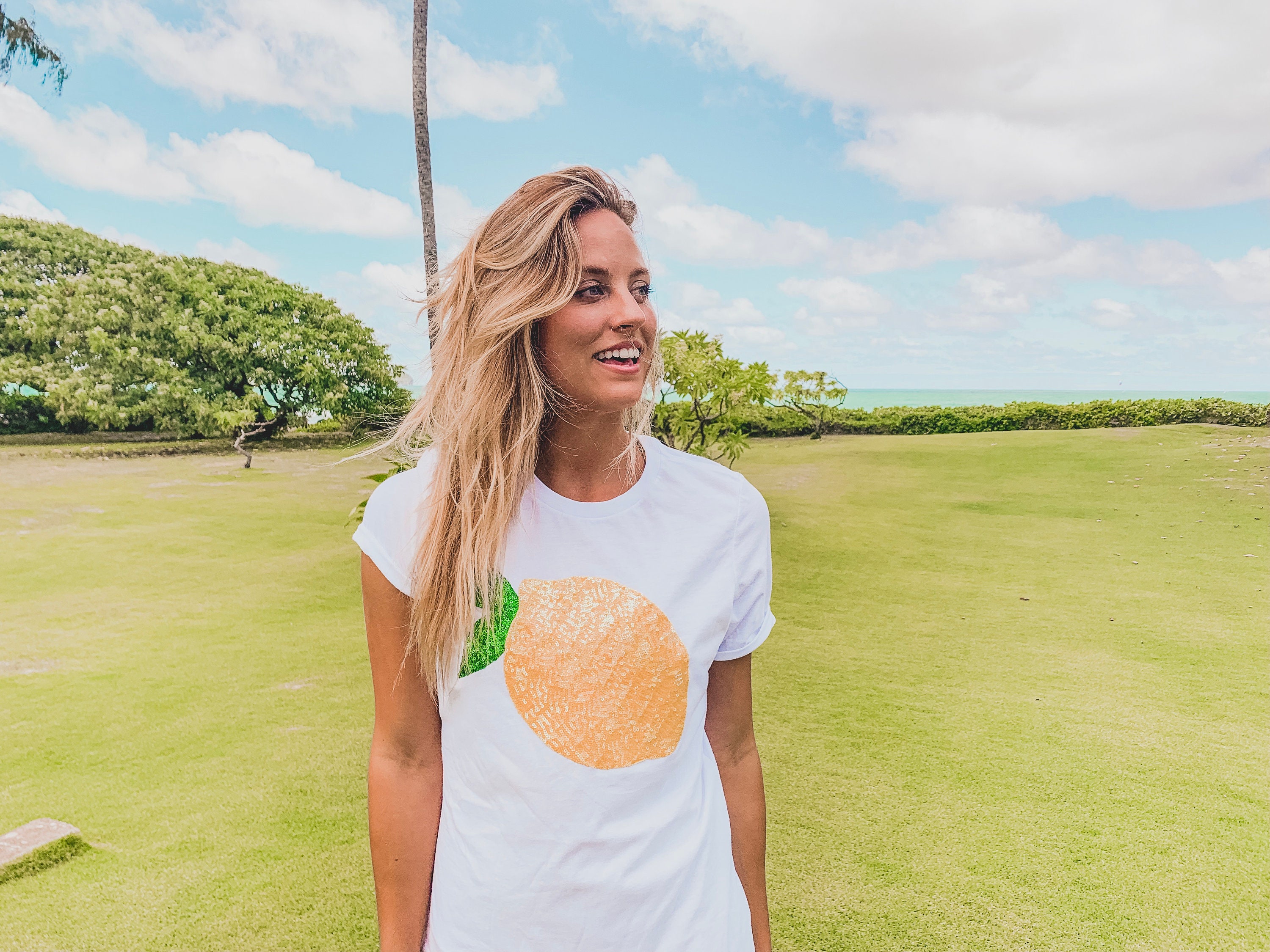 Lemon Shirt / Sequin Patch / Gift / Citrus T Shirt / Sequin