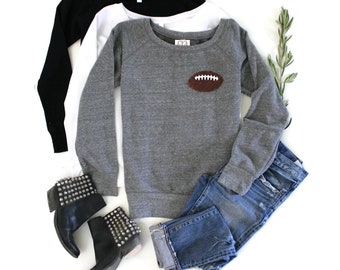 Sequin Football Patch Sweatshirt: Game Day Shirt, Mom Gift