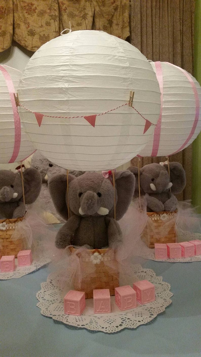 A Set Of Elephant Tutu Baby Shower Elephant Hot Air Etsy