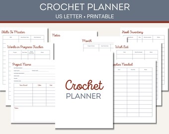Planificador de proyectos de ganchillo imprimible / Inventario de lanas, registro de ganchos (PDF)