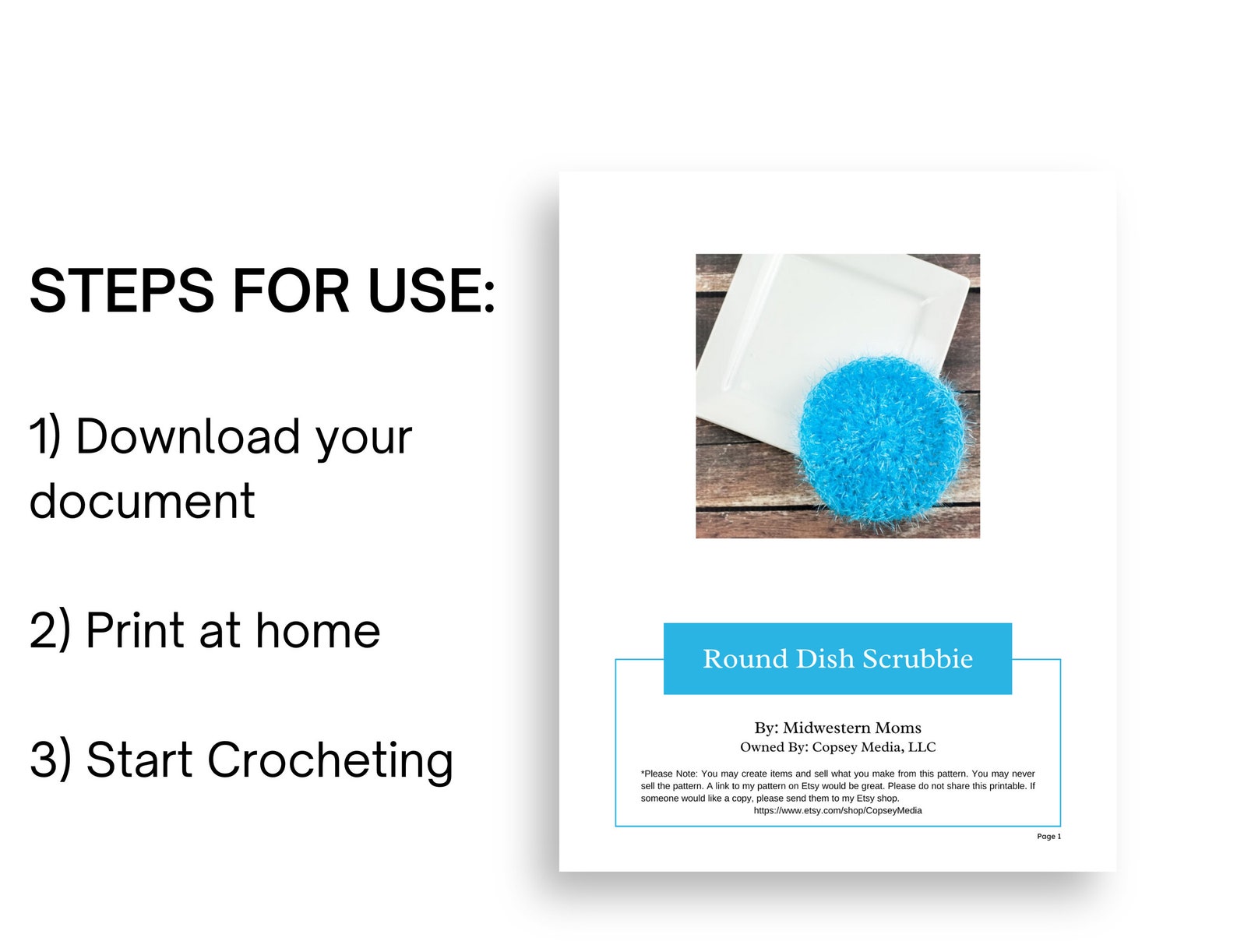 Simple Round Dish Scrubbie Pattern Dish Scrubby Pattern - Etsy