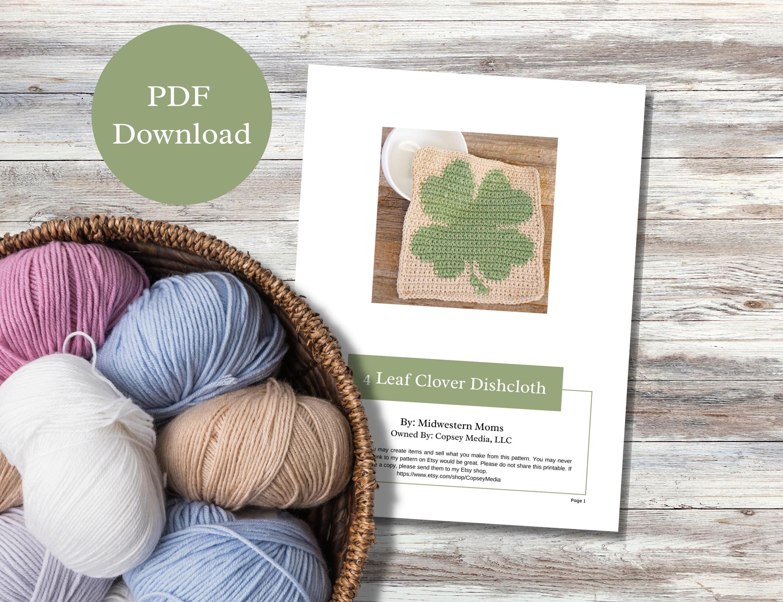 34 Fun Crochet Clover Patterns Perfect for St. Patrick’s Day 20 4 Leaf Clover Crochet Dishcloth
