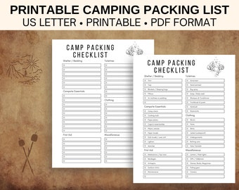 Lista de equipaje para el campamento imprimible