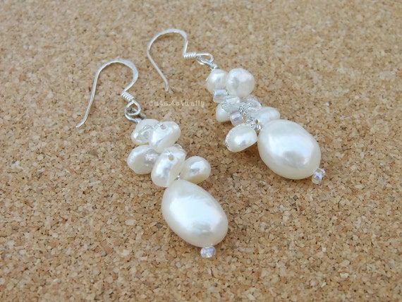 Jewelry set White freshwater pearl necklace Bracelet | Etsy