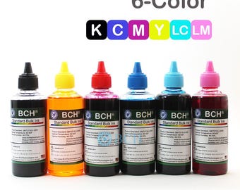Standaard kleurstofinkt: 100 ml x 6 zeskleurennavulinkt voor HP (KD600X-CH-LCLM)