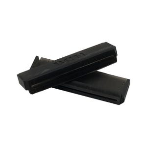 May include: Two black, rectangular rubber pieces are angled across each other. The top piece has the letters "RCH" etched into the surface. The pieces have a grooved design and are likely part of a larger product.