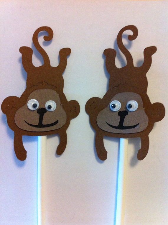 Items similar to Set of 12 monkey cupcake toppers, little monkey, baby