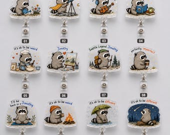 Jimothy Badge Reel, Funny Jimothy Raccoon Badge Reel, Cute Trash Panda Acrylic Badge Holder, Nurse Teacher ID Badge Gift