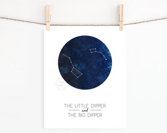 PRINTABLE Little Dipper and Big Dipper- Ursa Major & Ursa Minor- 5x7, 8x10, 11x14, 16x20, 18x24- Star Constellations Wall Art- Space Decor