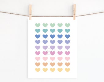 PRINTABLE Rainbow Hearts- 5x7, 8x10, 11x14, 16x20, 18x24- Be Kind Hearts- Fun Kids Wall Art- Classroom Print- Playroom Art Print