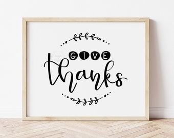 Give Thanks- 5x7, 8x10, or 11x14 Print- Fall Wall Art- Rustic Fall Decor- Autumn Art Print- Seasonal Wall Art