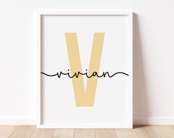 Custom Initial and Name Print- 5x7, 8x10, 11x14- Kids Wall Art-  Playroom Art Print- Nursery Art- Personalized Kids Decor- Monogram Kids Art