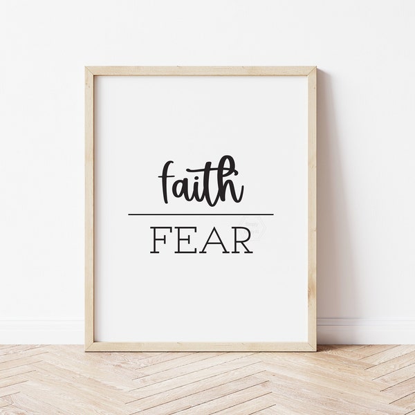 Faith Over Fear Art Print- 5x7, 8x10, 11x14- Motivational Wall Art- Inspirational Quote- Home Decor- Uplifting Art- Faith Centered