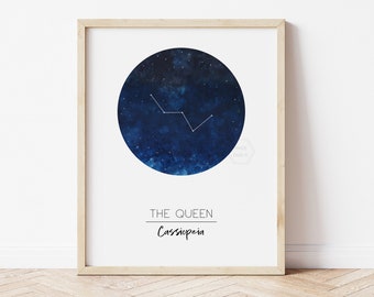 Star Constellation Prints- 5x7, 8x10, 11x14- Orion, Cygnus, Ursa Major, Ursa Minor, Draco, Canis Major, Auriga, Andromeda, Cassiopeia