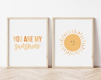 You Are My Sunshine Set of Prints- 5x7, 8x10, 11x14- Kids Room Wall Art- Nursery Decor- Playroom Art- Sun Print- Ready to Ship