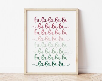 Falalalala Print- 5x7, 8x10, 11x14- Holiday Home Decor- Christmas Carol Lyrics- Red and Green Holiday Art- Fun Christmas Art- Ready to Ship