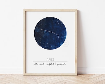 Zodiak Star Constellation Prints- 5x7, 8x10, 11x14- Aries Taurus Gemini Cancer Leo Virgo Libro Scorpio Sagittarius Capricorn Aquarius Pisces