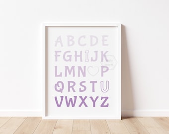 Purple Ombre I Love You Alphabet Wall Art- 5x7, 8x10, 11x14- Ombre Nursery- Kids Room Decor- Playroom Wall Art- ABC's- Ready to Ship