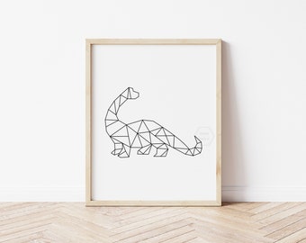 Geometric Dinosaur Print- 5x7, 8x10, 11x14- Brontosaurus, Tyrannosaurus, Pteranodon, Spinosaurus, Stegosaurus, Parasaurolophus- Dino Art