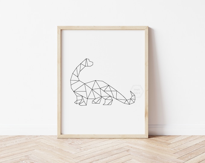 Featured listing image: Geometric Dinosaur Print- 5x7, 8x10, 11x14- Brontosaurus, Tyrannosaurus, Pteranodon, Spinosaurus, Stegosaurus, Parasaurolophus- Dino Art