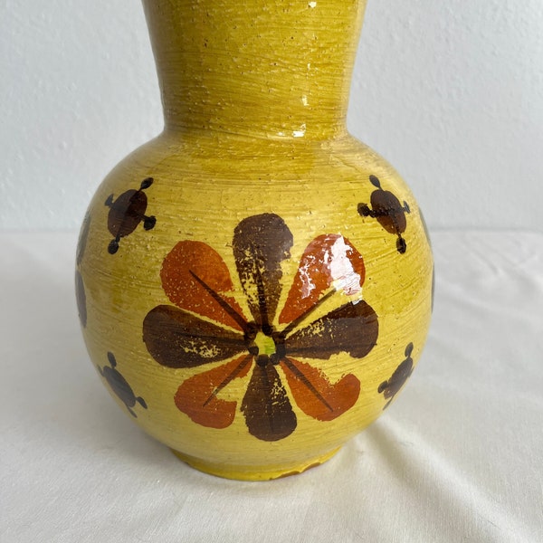 Vintage Yellow Rosenthal Netter Italian Pottery Vase Bitossi MCM