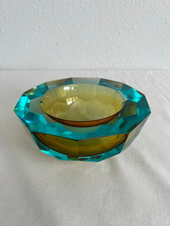 Vintage Turquoise/gold Murano Glass, Flavio Poli 1950s
