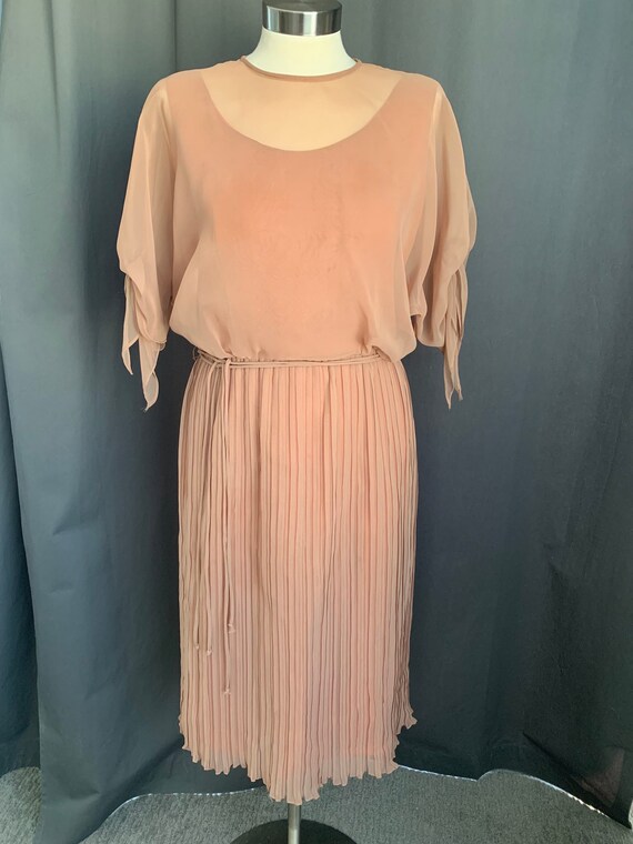 Vintage 1950s Mauve Dress with Sheer Top Layer | S