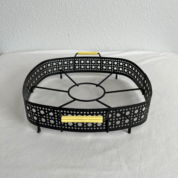 Vintage Mid Century Black Wire and Mesh Metal Casserole Dish Holder