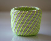 Upcycled Natural & Neon Rope Basket: Yellow / Coiled / Small