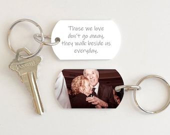 Walk beside us photo keychain - Bereavement keychain - Personalized memorial keychain |  Picture keychain, Dog tag keychain | Gift for him