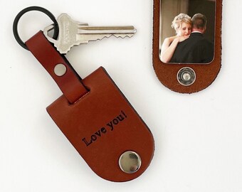 Custom leather keychain, Personalized photo keychain, Gifts for him, Engraved keychain, Gift for men, Boyfriend or husband gift