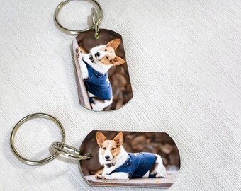 2 matching photo keychains, Picture keychains for couples, Car key tag, dog tag key chains for him, Boyfriend gift for Valentines day