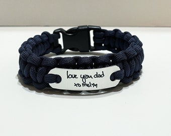 Dad bracelet, Personalized handwriting bracelet for men, Bracelet for men, Father’s Day gift, Sentimental gift, 550 paracord