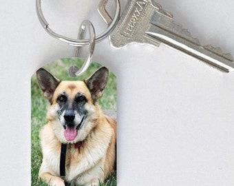 Dog Picture Keychain Pet Owner Gift Customizable Cat or Dog Photo Keychain - Single or double sided dog tag keychain