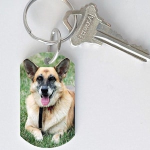 Llavero con imagen de perro, regalo para dueño de mascota, llavero con foto de gato o perro personalizable, llavero con etiqueta de perro de una o dos caras imagen 1