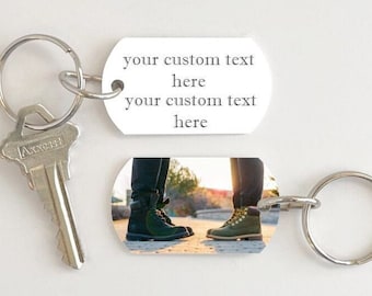 Custom Keychain with text and photo option, Personalized keychain, Boyfriend gift, Husband gift, Birthday gift, Anniversary gift