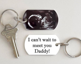 Ultrasound keychain, Sonogram keychain for Dad - Father to be keychain with custom quote, Baby scan gift, Sentimental photo keychain