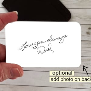 Tarjeta de billetera conmemorativa con la imagen de un ser querido, tarjeta de billetera de metal, regalos personalizados con escritura a mano, recuerdo familiar