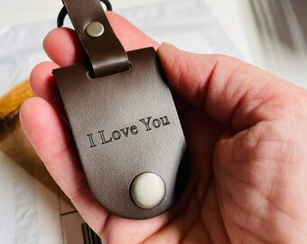 Genuine leather keychain with a hidden photo - Gift for him, personalized naughty gift for the man who has everything, Anniversary gift