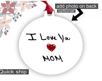 Keepsake handwriting ornament with photo | Christmas ornament | Loss of loved one ornament | 2 sided - Shatterproof & waterproof ornament