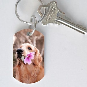 Llavero con imagen de perro, regalo para dueño de mascota, llavero con foto de gato o perro personalizable, llavero con etiqueta de perro de una o dos caras imagen 2