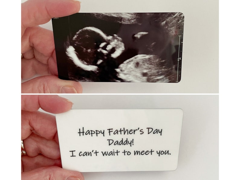 Ultrasound Wallet Card for a 1st time Dad, Can't wait to meet you Sonogram picture, Metal photo wallet card insert Father's Day gift image 3